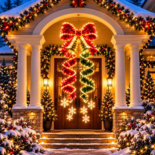 🎀✨Giant Lighted Christmas Bow Hanging Decoration