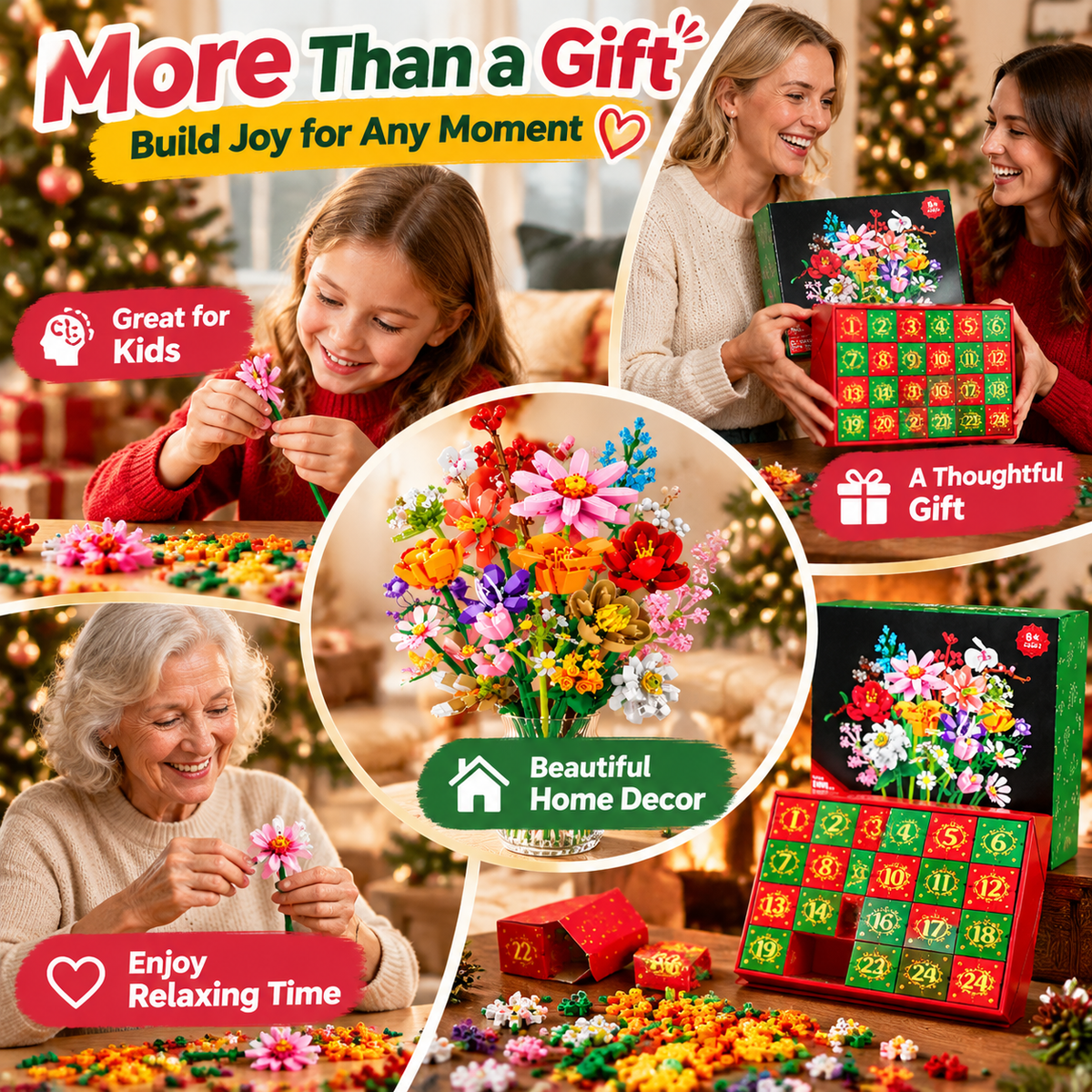 🌸 24-Day Flower Bouquet Advent Calendar – DIY Christmas Countdown Gift 🎄