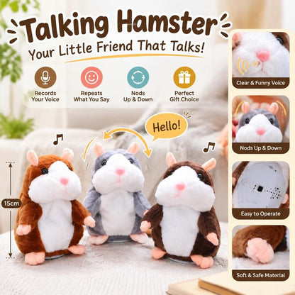 🐹🎁现享50%折扣！会说话的仓鼠毛绒玩具——能模仿你说话，自动摇头互动毛绒玩偶，逗趣益智玩具，适合儿童与派对娱乐