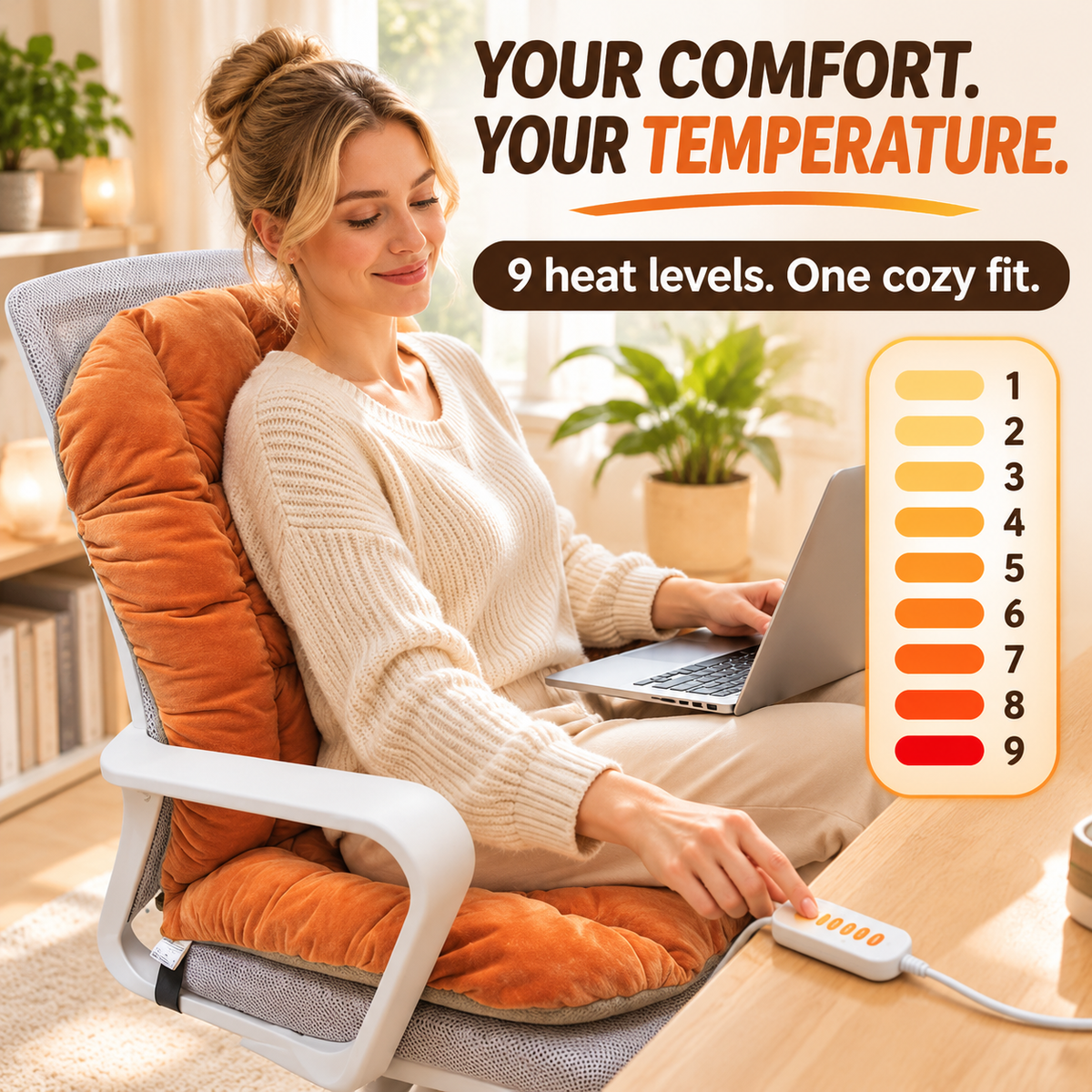🔥 Plush Heated Chair Cushion – Cozy Seat & Back Warmer