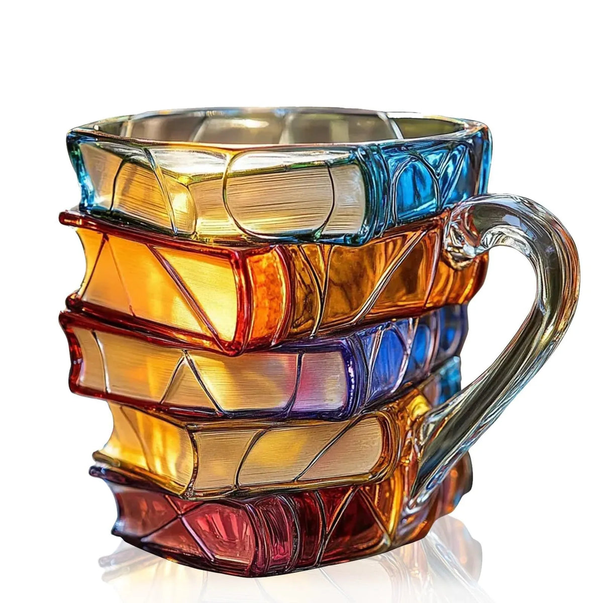 📚 手绘3D书堆玻璃马克杯——舒适阅读礼物，仅剩7个 ☕