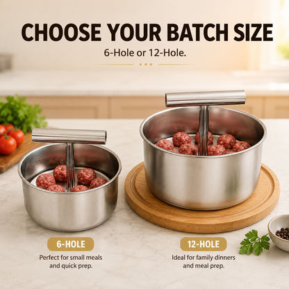 🍲 不锈钢手动肉丸制作器 – 6孔/12孔多份压制模具 ✨