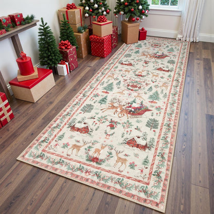 🎄 Cozy Christmas Runner Rug – Washable Non-Slip Holiday Floor Decor