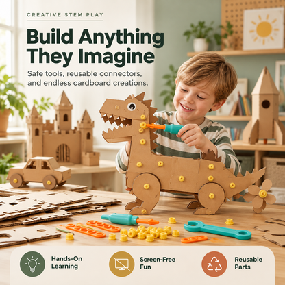 🛠️✨ Kids Cardboard DIY Building Kit 🚀🦖 | Creative STEM Construction Toy 🧠🎨 | Screen-Free Learning & Endless Building Fun 🎁🌟 Ages 3+