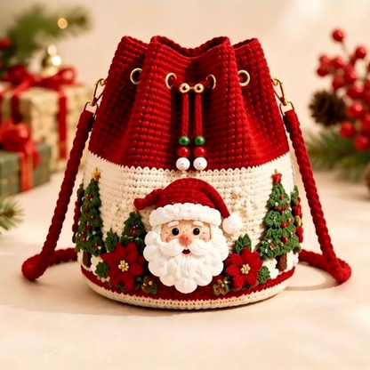 🎄Festive Crochet Bucket Bag – Carry the Magic of Christmas Wherever You Go!