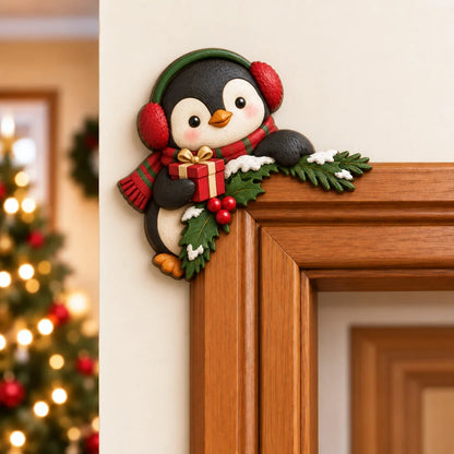 🎄 Lifelike 3D Visual Illusion Christmas Peekaboo Door Frame Decor | Create a Magical Holiday Entrance