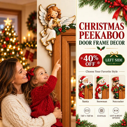 🎄 Lifelike 3D Visual Illusion Christmas Peekaboo Door Frame Decor | Create a Magical Holiday Entrance