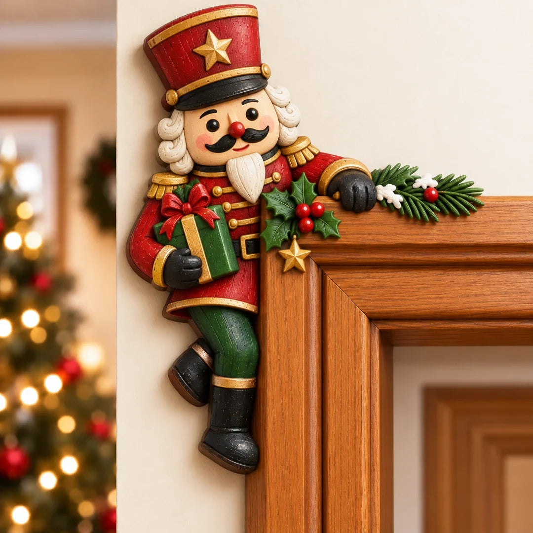 🎄 Lifelike 3D Visual Illusion Christmas Peekaboo Door Frame Decor | Create a Magical Holiday Entrance