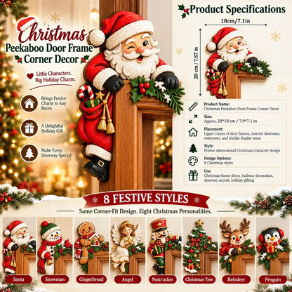 🎄 Lifelike 3D Visual Illusion Christmas Peekaboo Door Frame Decor | Create a Magical Holiday Entrance