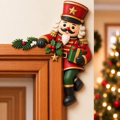 🎄 Lifelike 3D Visual Illusion Christmas Peekaboo Door Frame Decor | Create a Magical Holiday Entrance