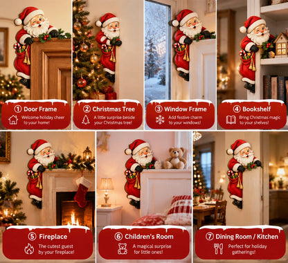 🎄 Lifelike 3D Visual Illusion Christmas Peekaboo Door Frame Decor | Create a Magical Holiday Entrance