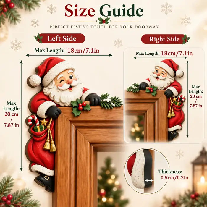 🎄 Lifelike 3D Visual Illusion Christmas Peekaboo Door Frame Decor | Create a Magical Holiday Entrance