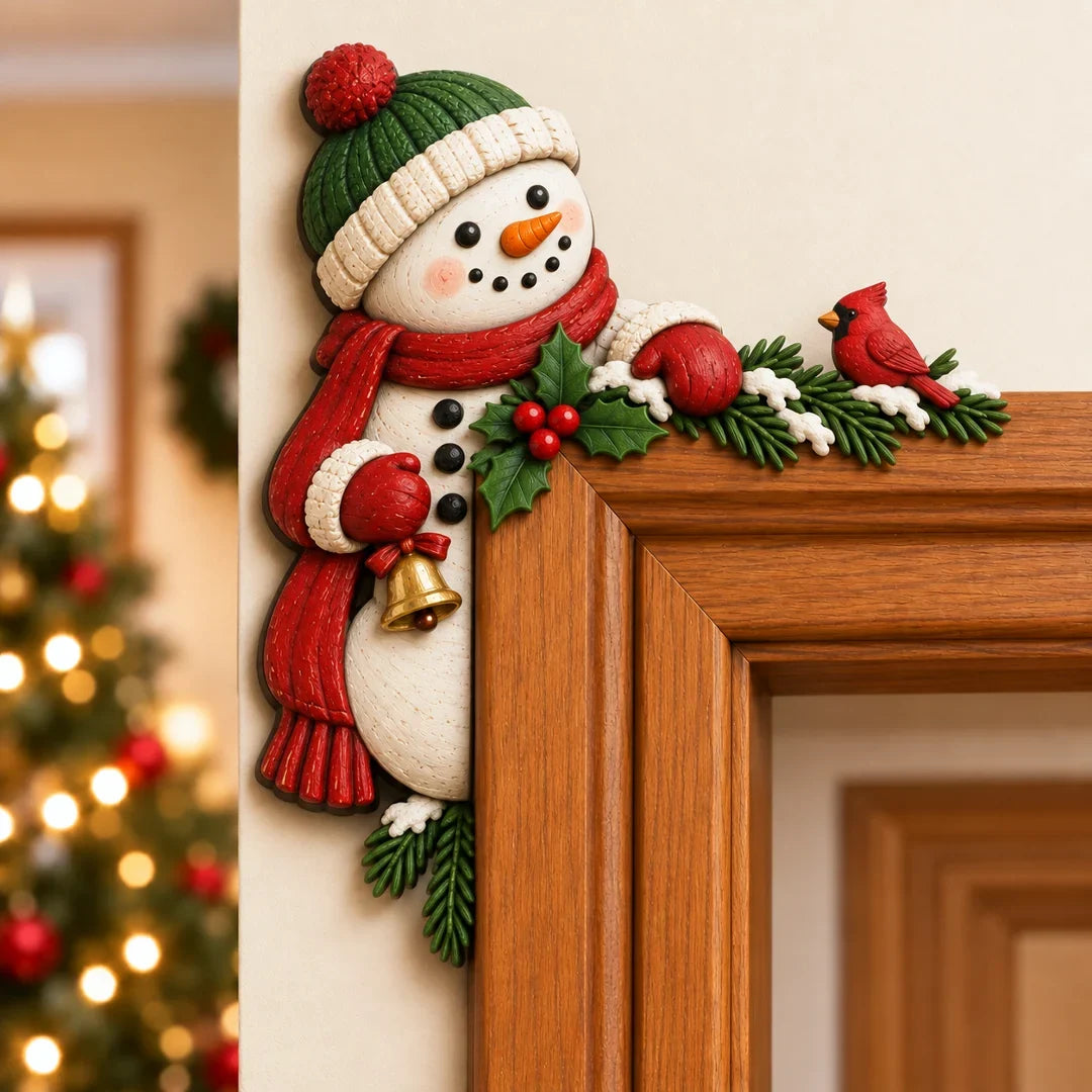🎄 Lifelike 3D Visual Illusion Christmas Peekaboo Door Frame Decor | Create a Magical Holiday Entrance