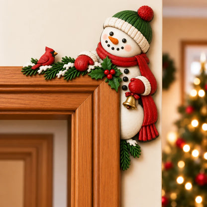 🎄 Lifelike 3D Visual Illusion Christmas Peekaboo Door Frame Decor | Create a Magical Holiday Entrance