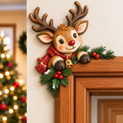 🎄 Lifelike 3D Visual Illusion Christmas Peekaboo Door Frame Decor | Create a Magical Holiday Entrance