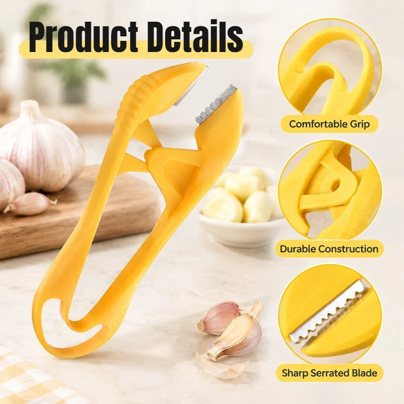 Manual Garlic Peeler With Serrated Jaws