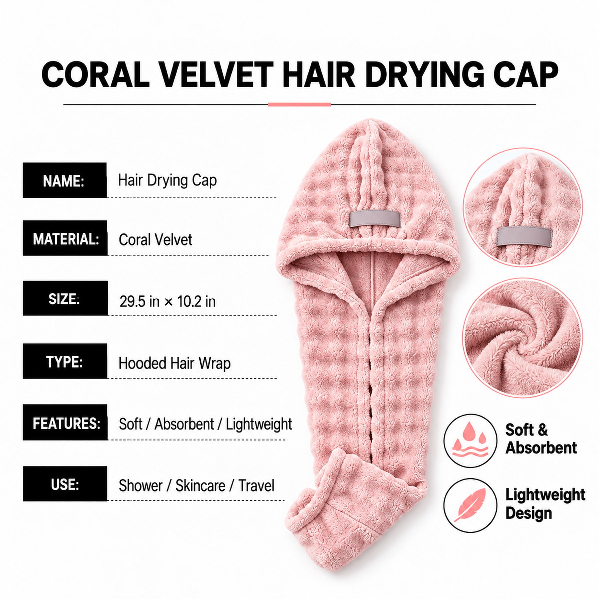 Extra-Thick Microfiber Hair Drying Towel Cap Set, Super Absorbent Quick-Dry Hair Wrap 🧖‍♀️