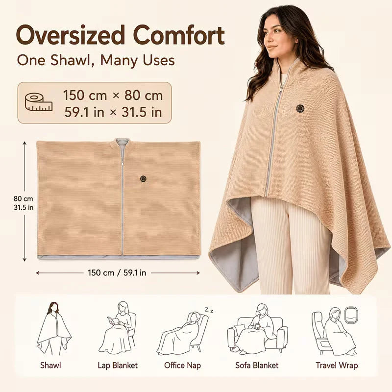 ✨🔥Wearable Heated Blanket Shawl | Portable USB-Powered Warmth for Home, Work & Outdoors