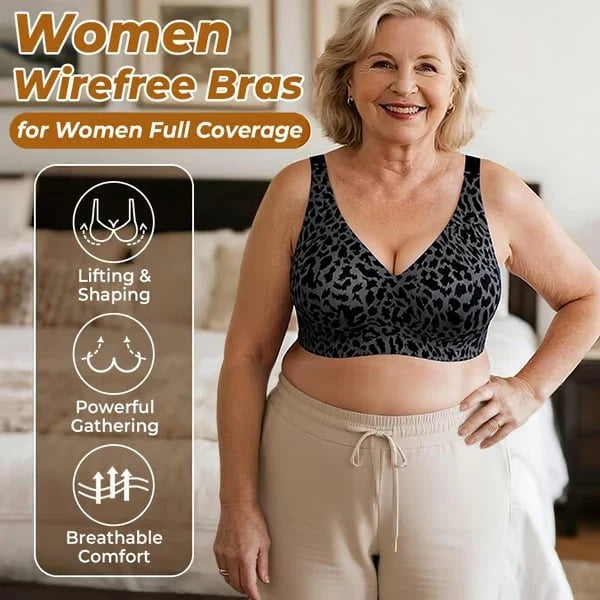 🏆🔥Super Firming Leopard Print Jelly  Bra | Women Wirefree Bras 👍No More Sagging Breasts