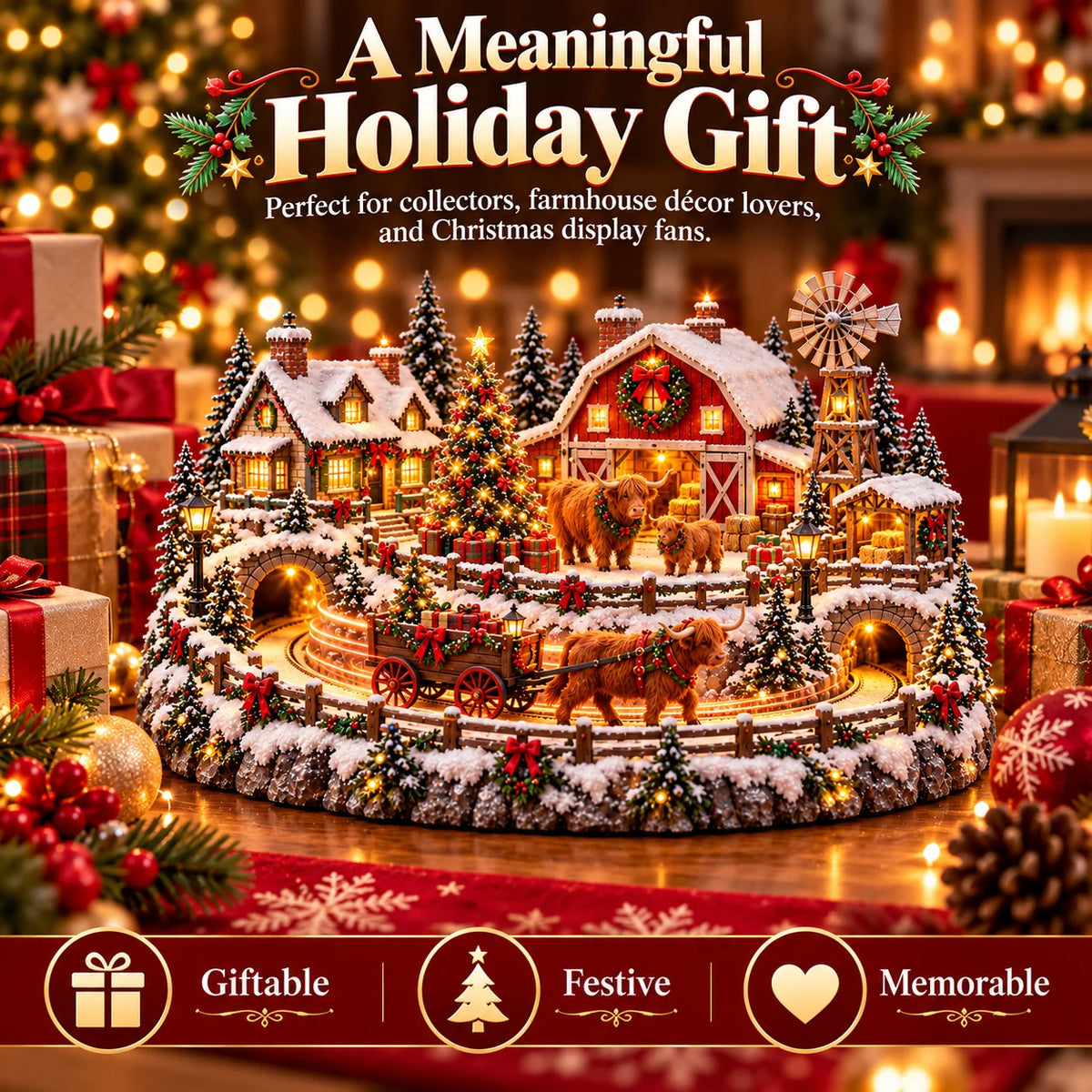 🐮 高地牛圣诞农场村庄——动态节日场景