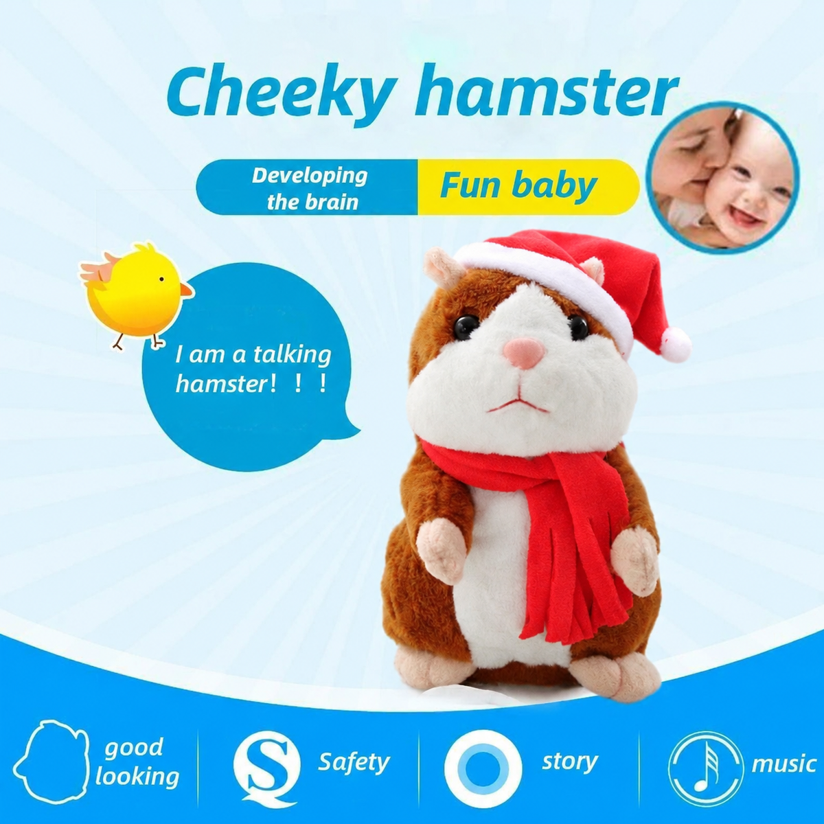 🐹 Last Day Special Price £15！✨Talking Hamster Plush – repeats whatever you say, auto head-shaking, hilarious fun for kids & adults.🎁