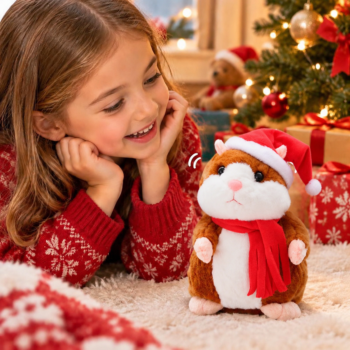 🐹 Last Day Special Price £15！✨Talking Hamster Plush – repeats whatever you say, auto head-shaking, hilarious fun for kids & adults.🎁