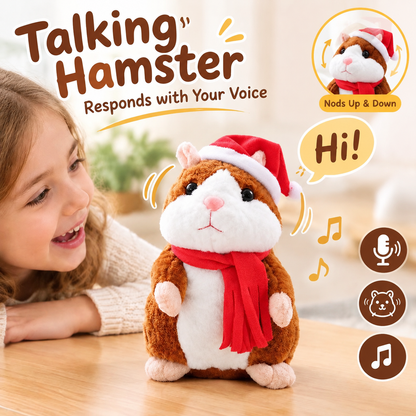 🐹 Last Day Special Price £15！✨Talking Hamster Plush – repeats whatever you say, auto head-shaking, hilarious fun for kids & adults.🎁