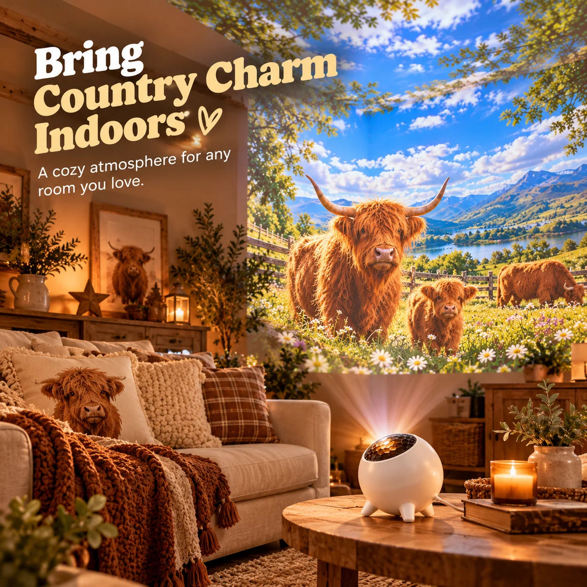 ✨ HOT SALE 49% OFF✨🐮Highland Cow Projection Lamp | Home Decor & Gifts for Creating a Cozy Atmosphere