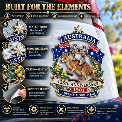 ⏳ Last Day 49% OFF – 🇦🇺 Australia 125th Anniversary 3D Metal Badge | 🖤 Waterproof • No Fade • No Rust • Adhesive & Magnetic 2-in-1 🚗