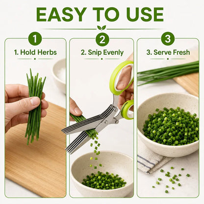 🌿 5-Blade Stainless Steel Herb Scissors – Slice Green Onions, Parsley & Cilantro Faster ✨ 50% OFF