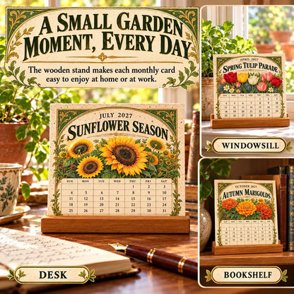 🌱 2027 Heirloom Garden Plantable Seed Calendar | 12 Plantable Months with Vintage Botanical Art & Wooden Stand 🌼