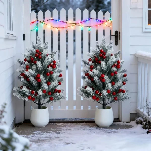 Artificial Cedar Trees with Red Berries
