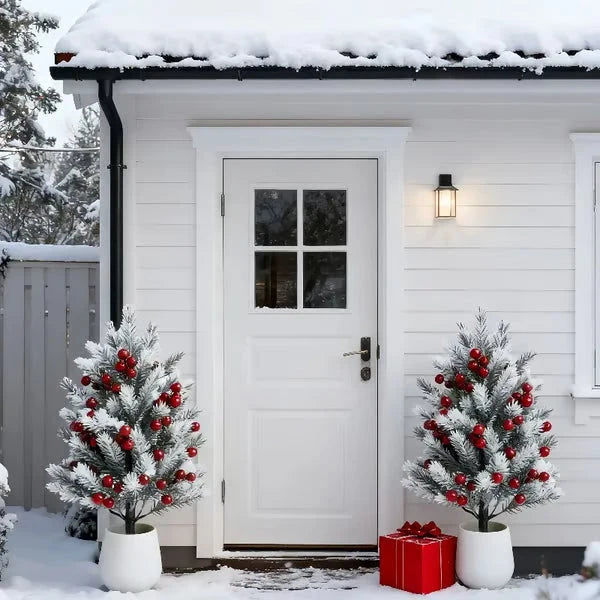 Artificial Cedar Trees with Red Berries