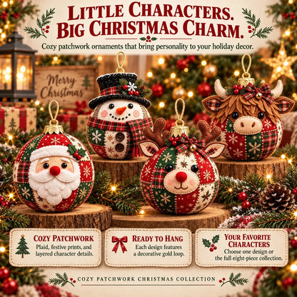 🎄Beginner-Friendly Cozy Patchwork Christmas Ornament Collection | 8 Festive Character Designs for Trees, Wreaths & Holiday Gifts ✨