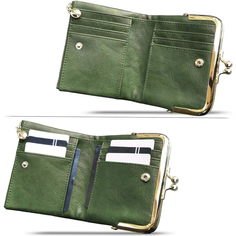 Xiangyin Leather Short Wallet for Women 2026 New Model Clip Coin Purse Retro Multifunctional Folding Wallet Card Holder for Women