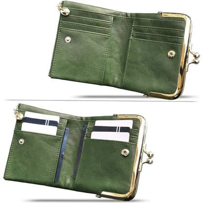 Xiangyin Leather Short Wallet for Women 2026 New Model Clip Coin Purse Retro Multifunctional Folding Wallet Card Holder for Women