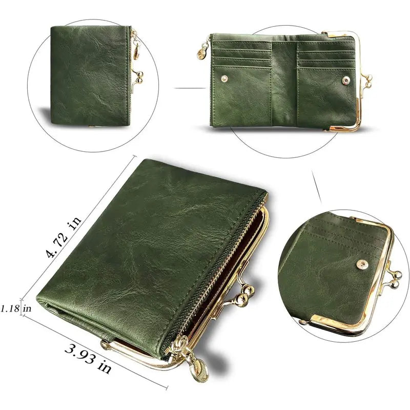 Xiangyin Leather Short Wallet for Women 2026 New Model Clip Coin Purse Retro Multifunctional Folding Wallet Card Holder for Women