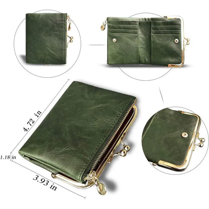 Xiangyin Leather Short Wallet for Women 2026 New Model Clip Coin Purse Retro Multifunctional Folding Wallet Card Holder for Women