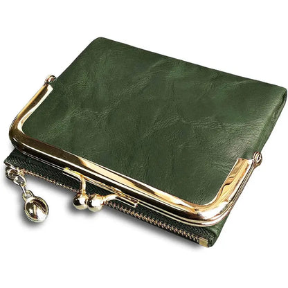 Xiangyin Leather Short Wallet for Women 2026 New Model Clip Coin Purse Retro Multifunctional Folding Wallet Card Holder for Women
