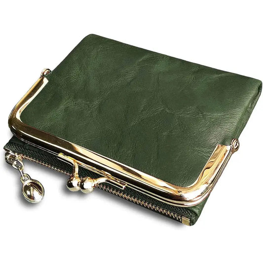 Xiangyin Leather Short Wallet for Women 2026 New Model Clip Coin Purse Retro Multifunctional Folding Wallet Card Holder for Women
