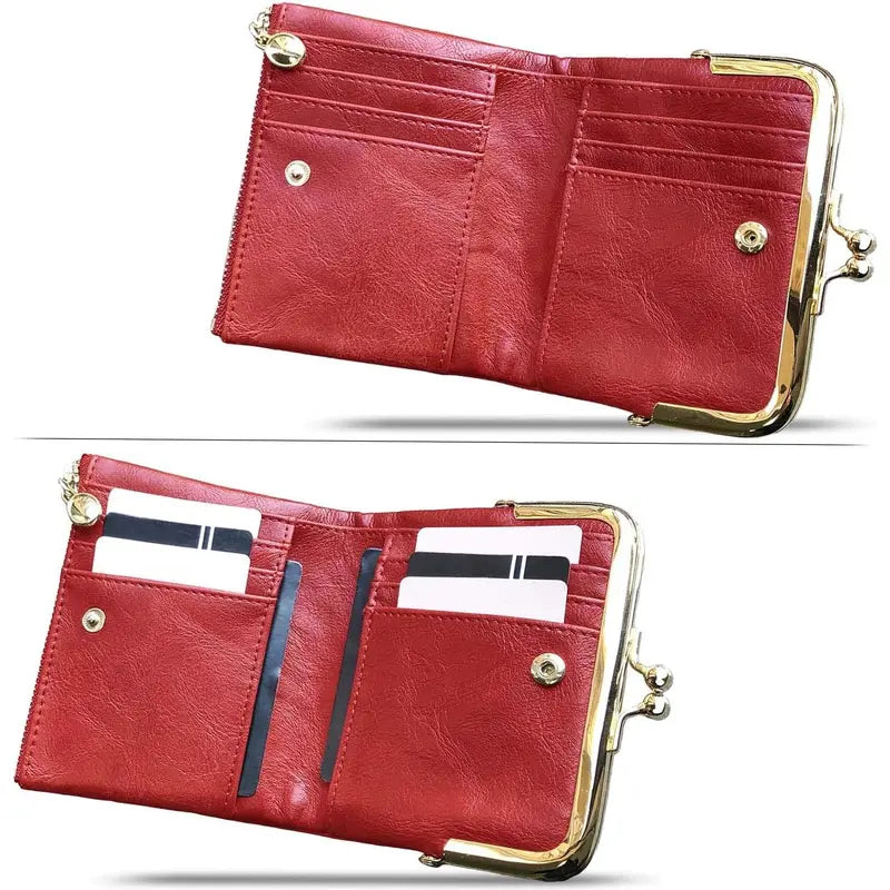 Xiangyin Leather Short Wallet for Women 2026 New Model Clip Coin Purse Retro Multifunctional Folding Wallet Card Holder for Women