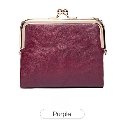 Xiangyin Leather Short Wallet for Women 2026 New Model Clip Coin Purse Retro Multifunctional Folding Wallet Card Holder for Women