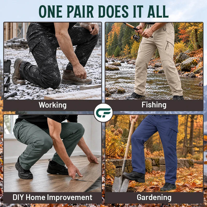 Men's 9-Pocket Straight Fit Tactical Waterproof Pants