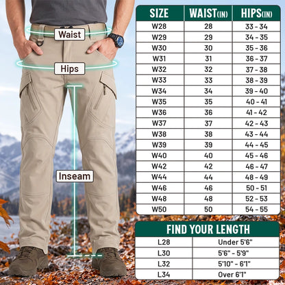 Men's 9-Pocket Straight Fit Tactical Waterproof Pants