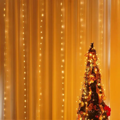300 LED Curtain Lights – 9.8FT × 9.8FT, 8 Modes, Remote Controlled