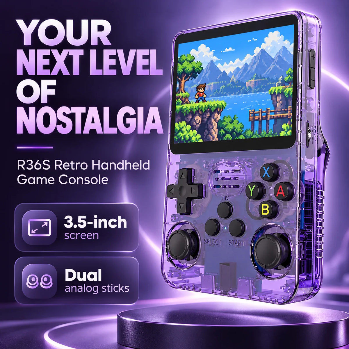 🎮 R36S Retro Handheld Game Console – 3.5″ Screen & Dual Analog Sticks