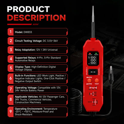 2-in-1 Automotive Circuit & Relay Tester
