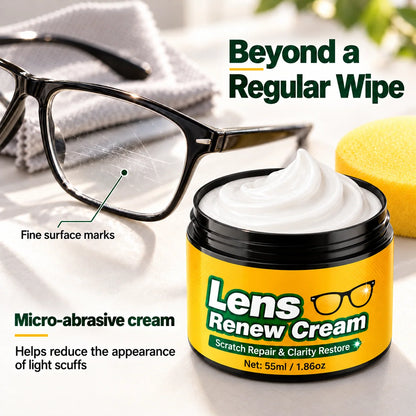 Lens Scratch Repair Cream Set with Sponge for Glasses Goggles Face Shields and Helmet Visors