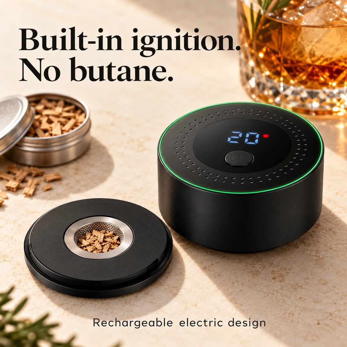 🥃 Electric Whiskey Smoker Kit — Rechargeable, No Butane