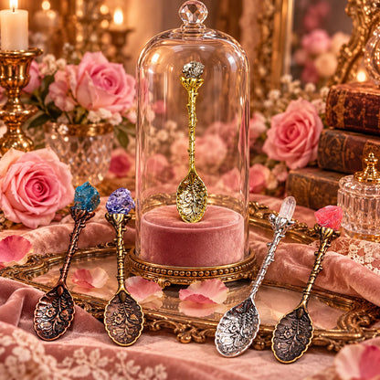 Vintage Crystal-Topped Floral Spoon ✨ | Romantic Coffee & Tea Accessory